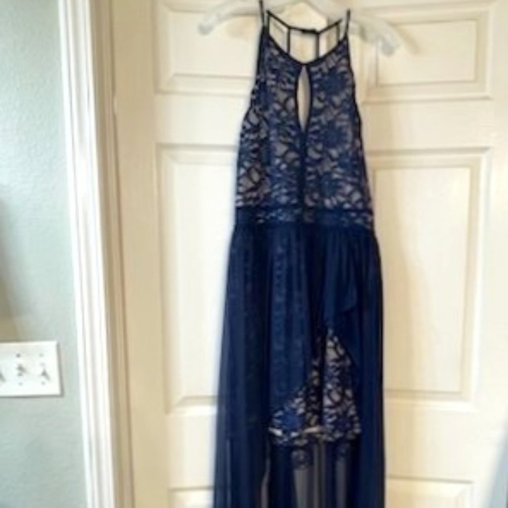 Navy Blue Halter Formal/Prom Dress